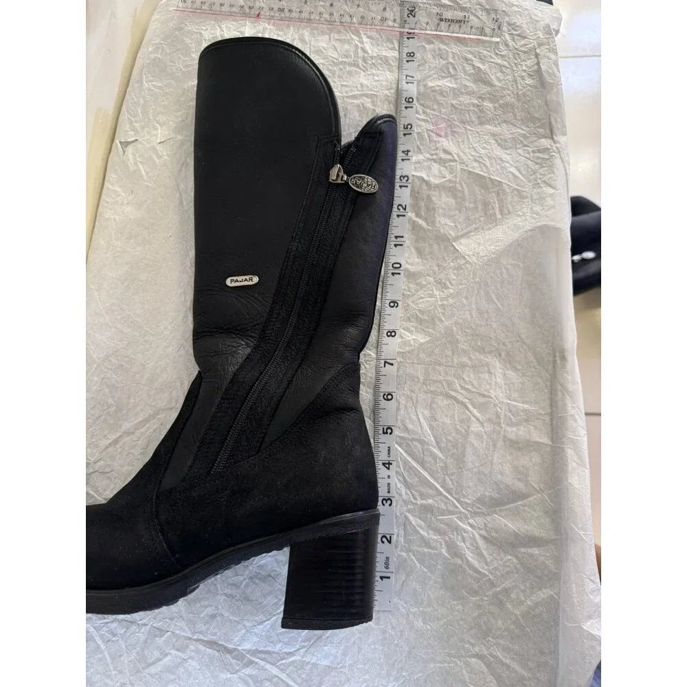 Aquatalia Women’s Black Leather and Stretch Fabric Knee high Boots – Size 8.5‎